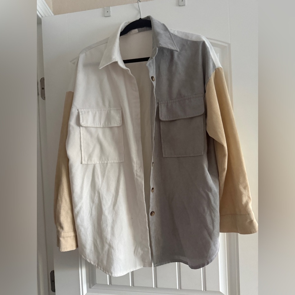 Women’s Neutral Ribbed Shacket - image 1